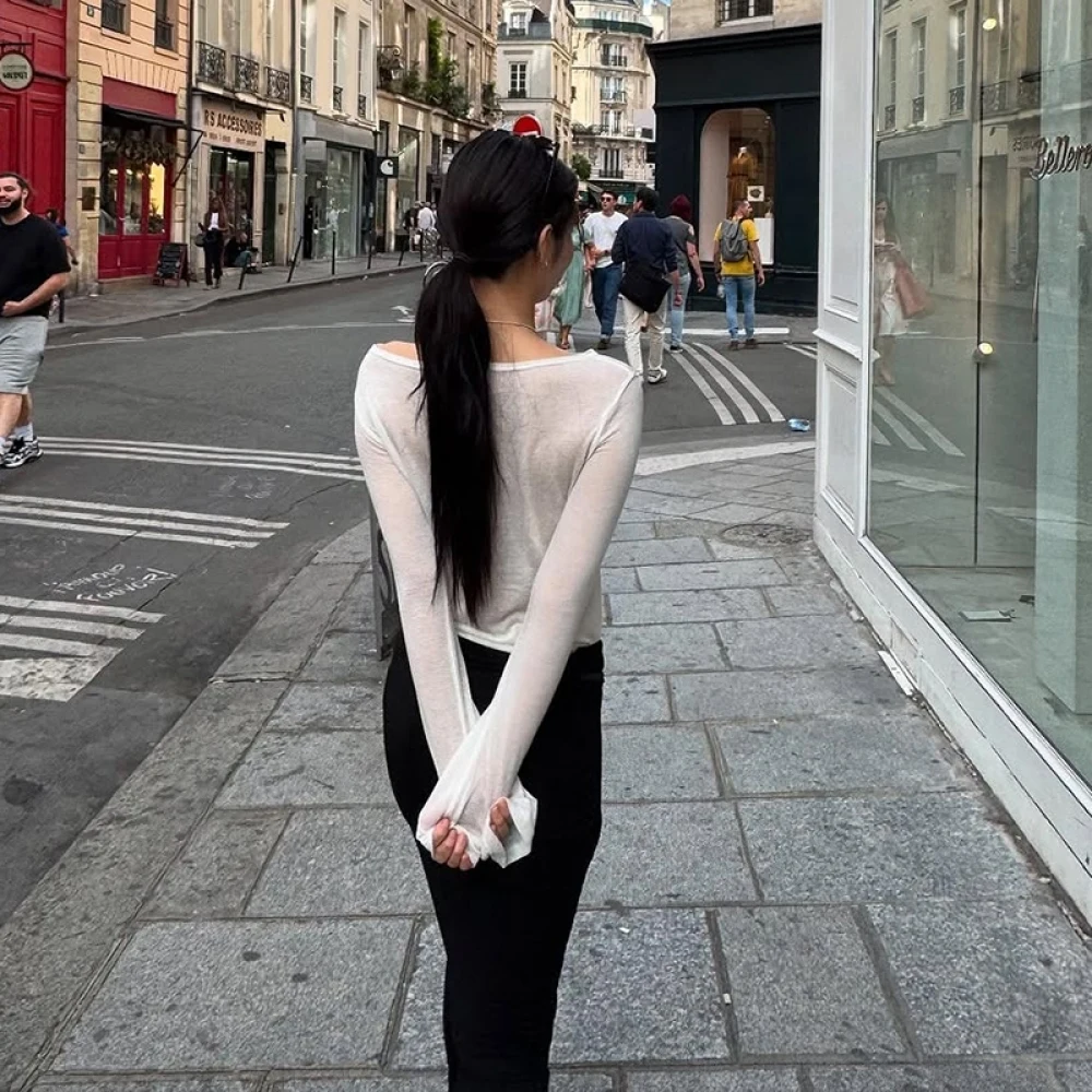 SylCue Letter Print T-Shirts Women Autumn New Trend o-Neck Full Sleeve Street Casual Fashion Versatile Style Elegant Clothing - Image 5