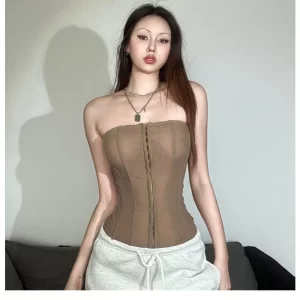 SylCue Solid Sexy Strapless Vest Women Off Sleeves Wrap Chest Backless Patchwork Street Fashion Versatile Sweet Style Tank Tops